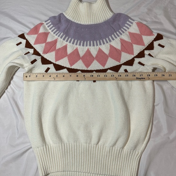 Free Assembly Cream Sweater with Pink and Purple Patterns- Cotton & Wool - Picture 6 of 14